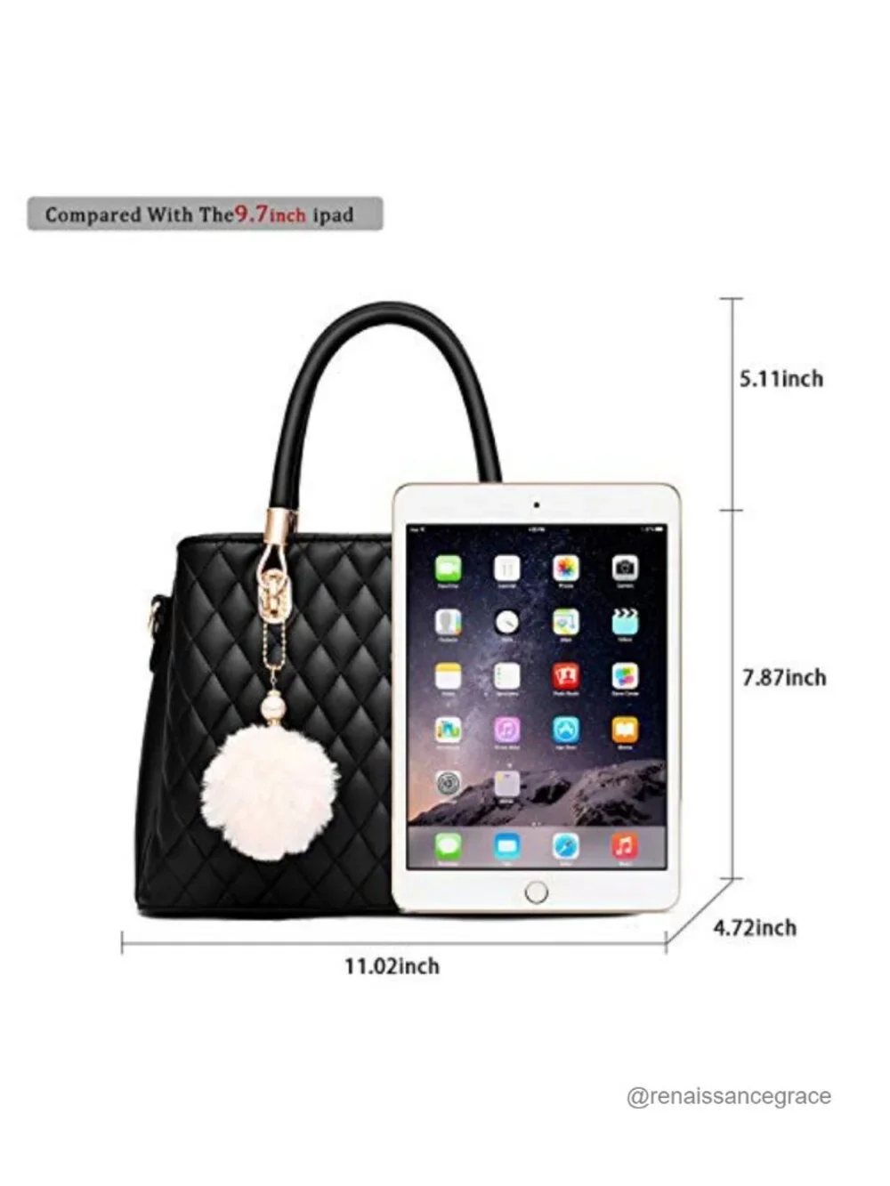 Womens PU Leather Top Handle Satchel Handbag with Diamond Quilted Pattern and